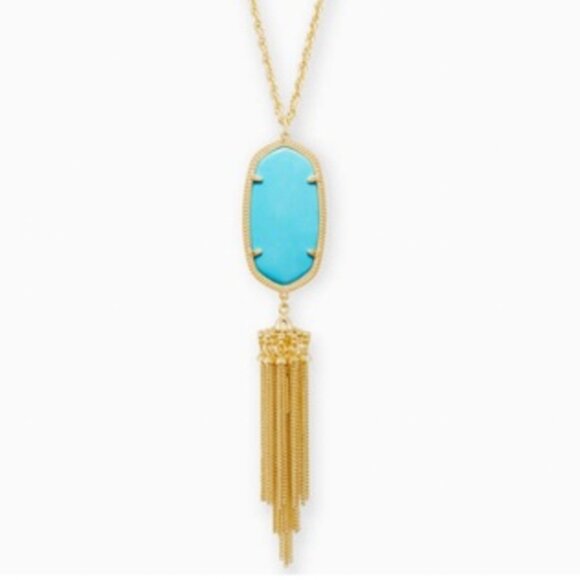 Kendra Scott Rayne Gold Long Pendant Necklace in Turquoise - Picture 1 of 5